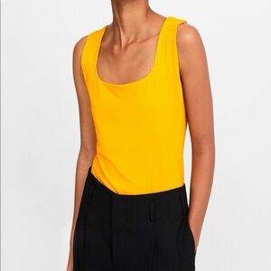 Zara Mustard Yellow wide strap square neckline tank top - stretch. Small